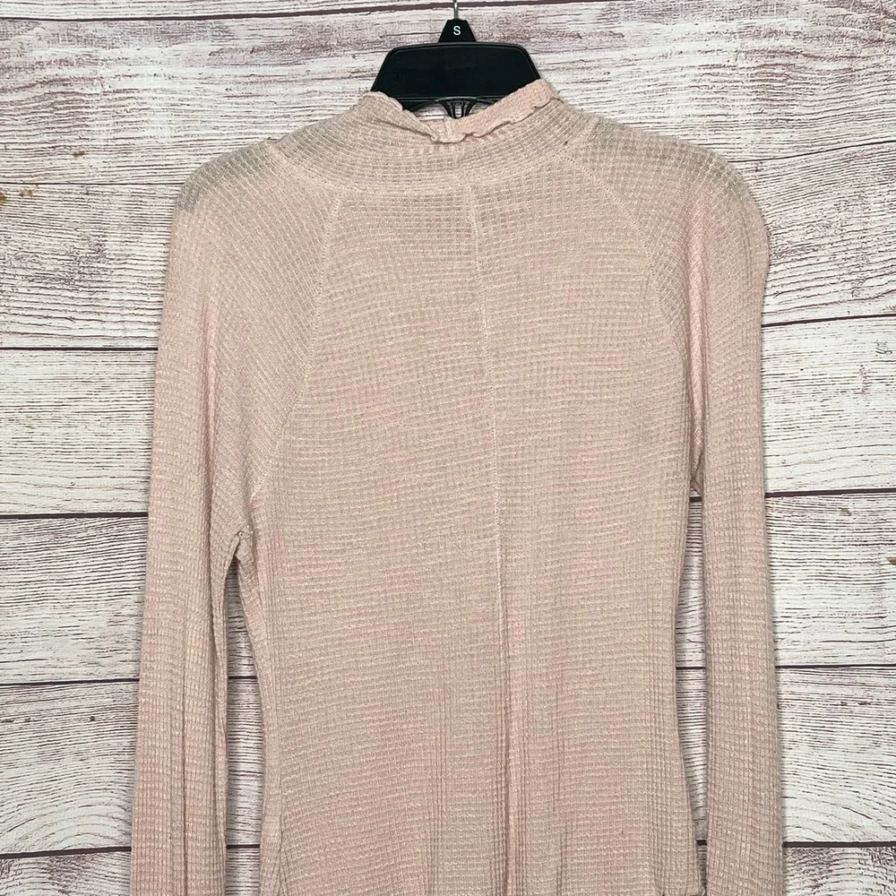 Intimately Free People Make It Easy Thermal Mock Turtle Pink Long Sleeve Top XS
